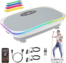 Vibration Plate, Sports Vibration Plate for Home, 120 Powerful Adjustable Speeds, Cool Lights, up to 350 lbs, Bluetooth & Remote Control, 4 Resistance Bands, for Home Workout