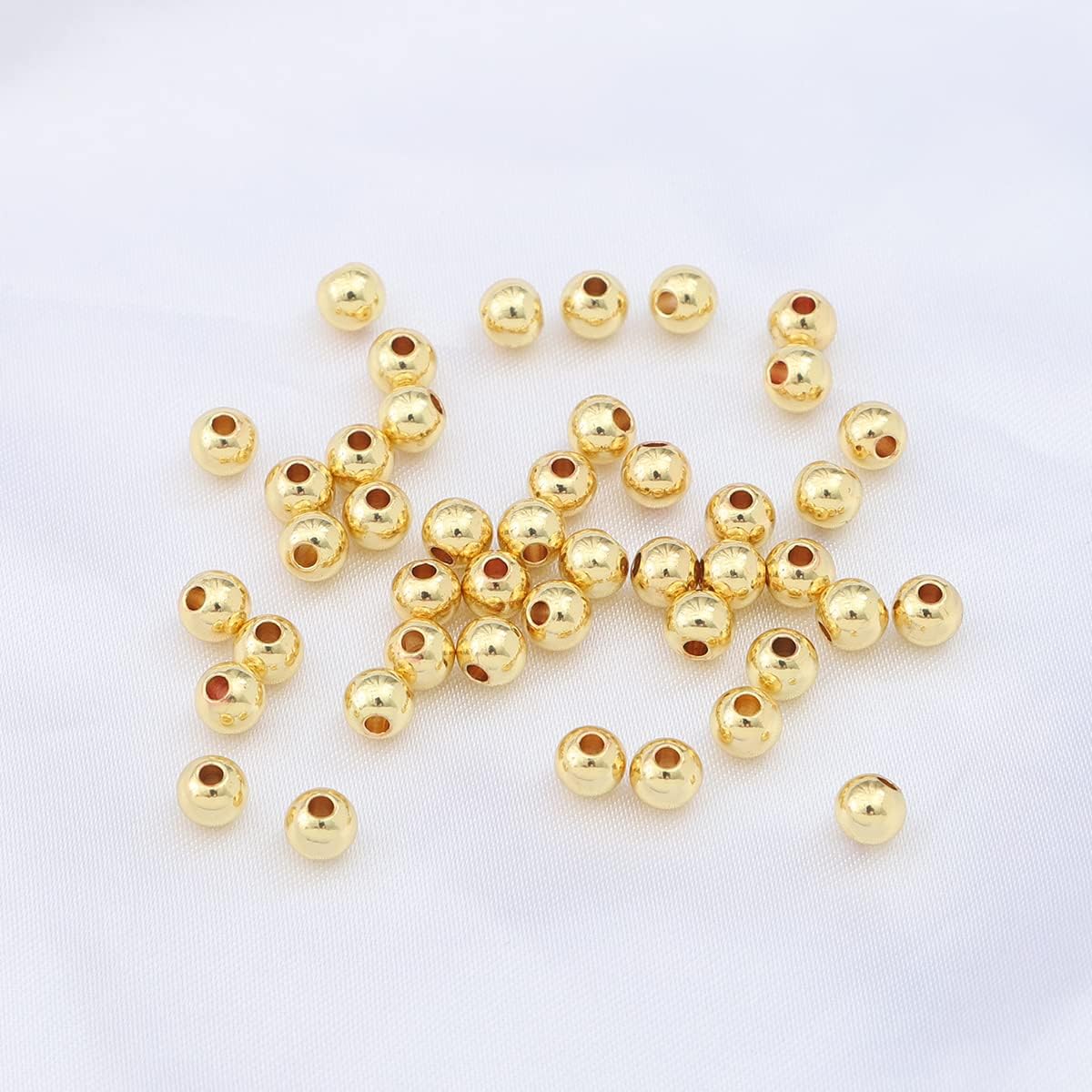 BEADIA 14K Gold Plated Round Spacer Beads 5mm 60pcs for Jewelry Making Findings Non Tarnish image 4