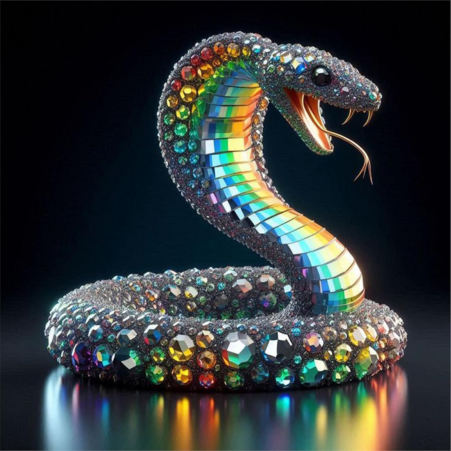 Fantasy Snake Diamond Painting Kits for Adults, Luxury Cobra 5D Diamond Art Kits for Adults Beginner, DIY Full Drill Round Paint by Diamonds Dot Gem Art for Home Wall Decor 13.8x13.8 Inch