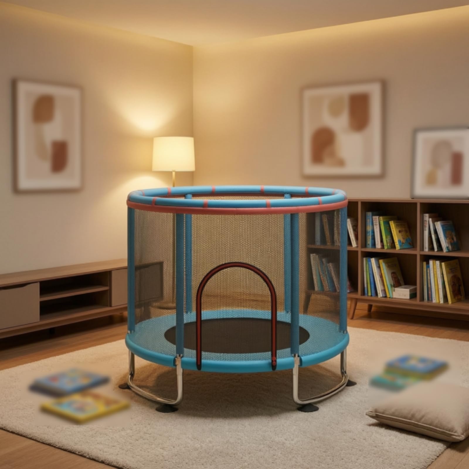 Ejercicio para Niños con Red Envolvente y Equilibrio con Patas Curvas con Ventosas Goma para Uso Seguro en Salones y Juego Interiores