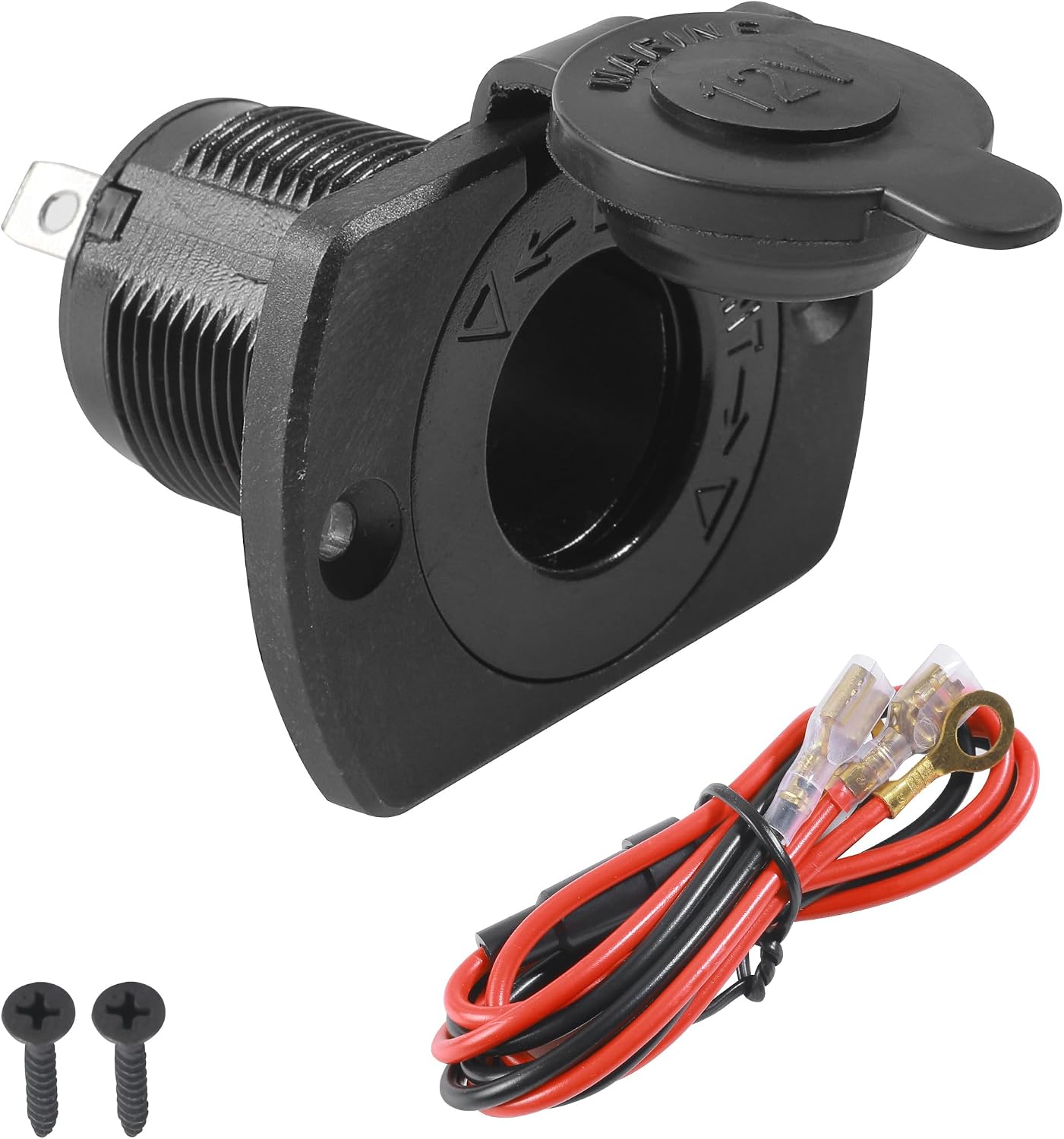 Car Plug Adapter Outlet,12V Cigarette Lighter Socket,Car Lighter Adapter with Wire Fuse and Cover,Vehicle Accessories,Female Connector DC Socket Power Outlet,Fit for 12v to 24v Car,Truck,Boat