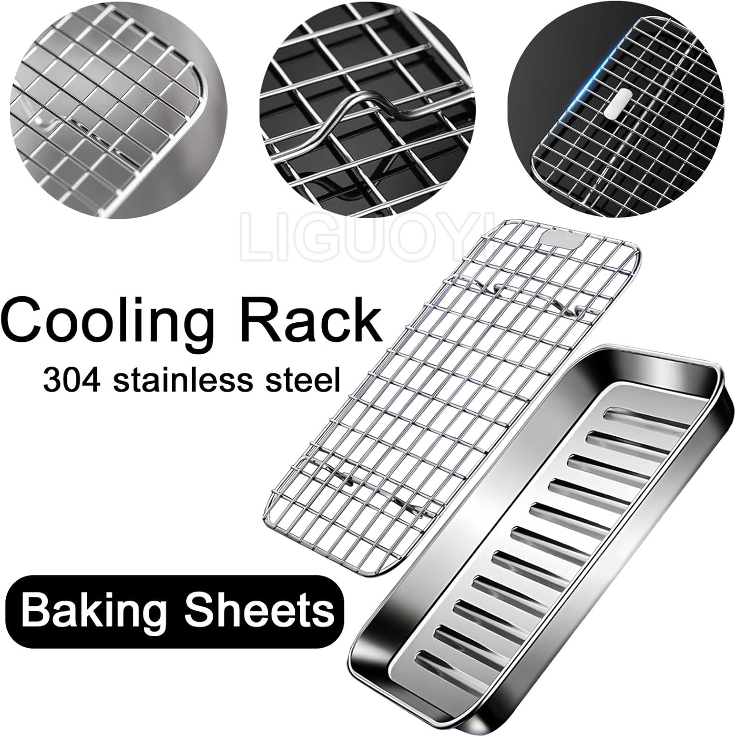 Nonstick Stainless Steel Baking Sheet with Cooling Rack Heavy Duty Heatresistant Warpresistant 270x210mm(440x320mm)