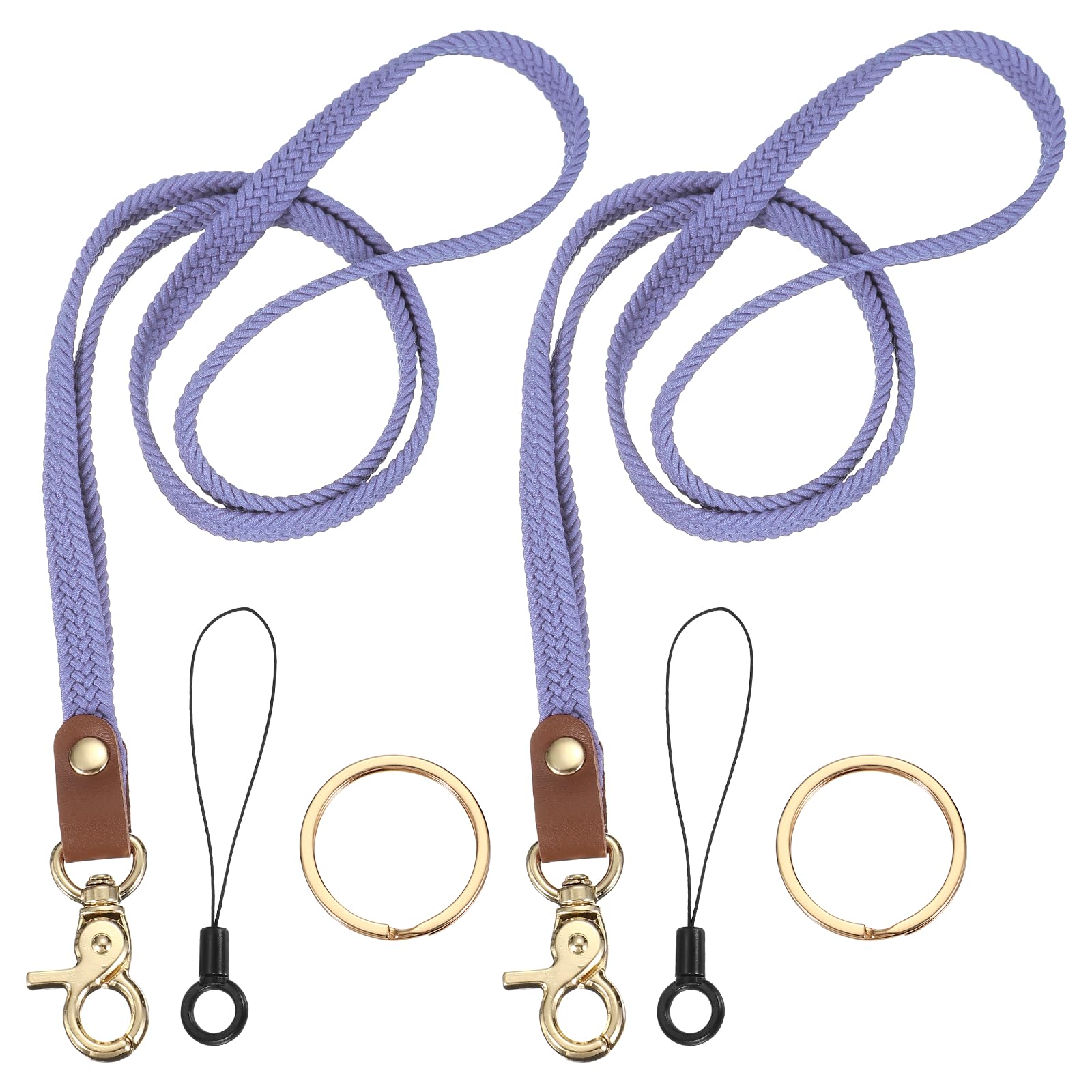 PATIKIL 2Pcs Stretchy Lanyards, Retractable Neck Lanyards with Lobster Clasp Elastic Long Keychain Holders for Teacher Women Men Holding Id Badges Wallet Phone, Purple