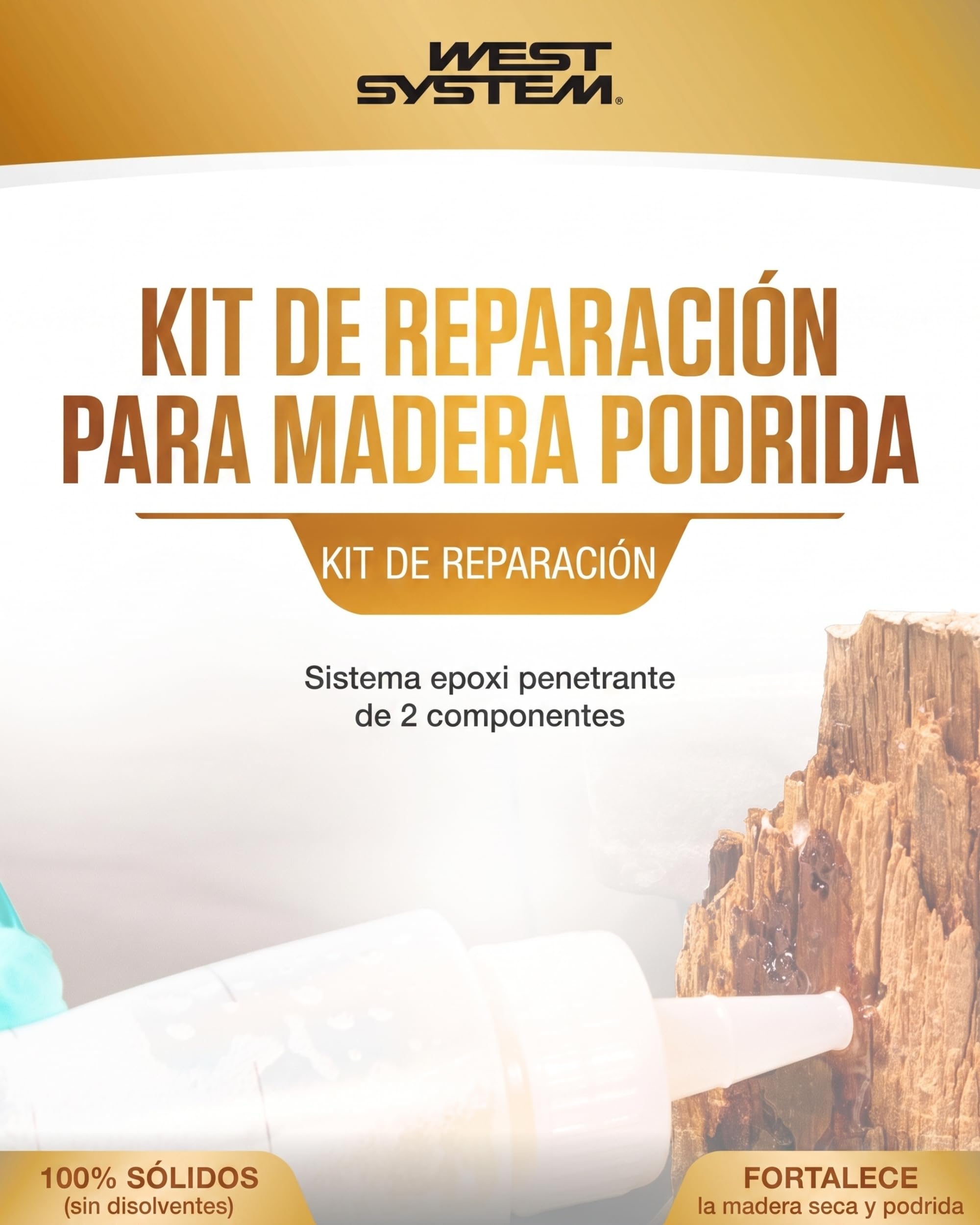 WEST SYSTEM Kit Reparación Madera Podrida - Resina Epoxi Madera - Pequeño