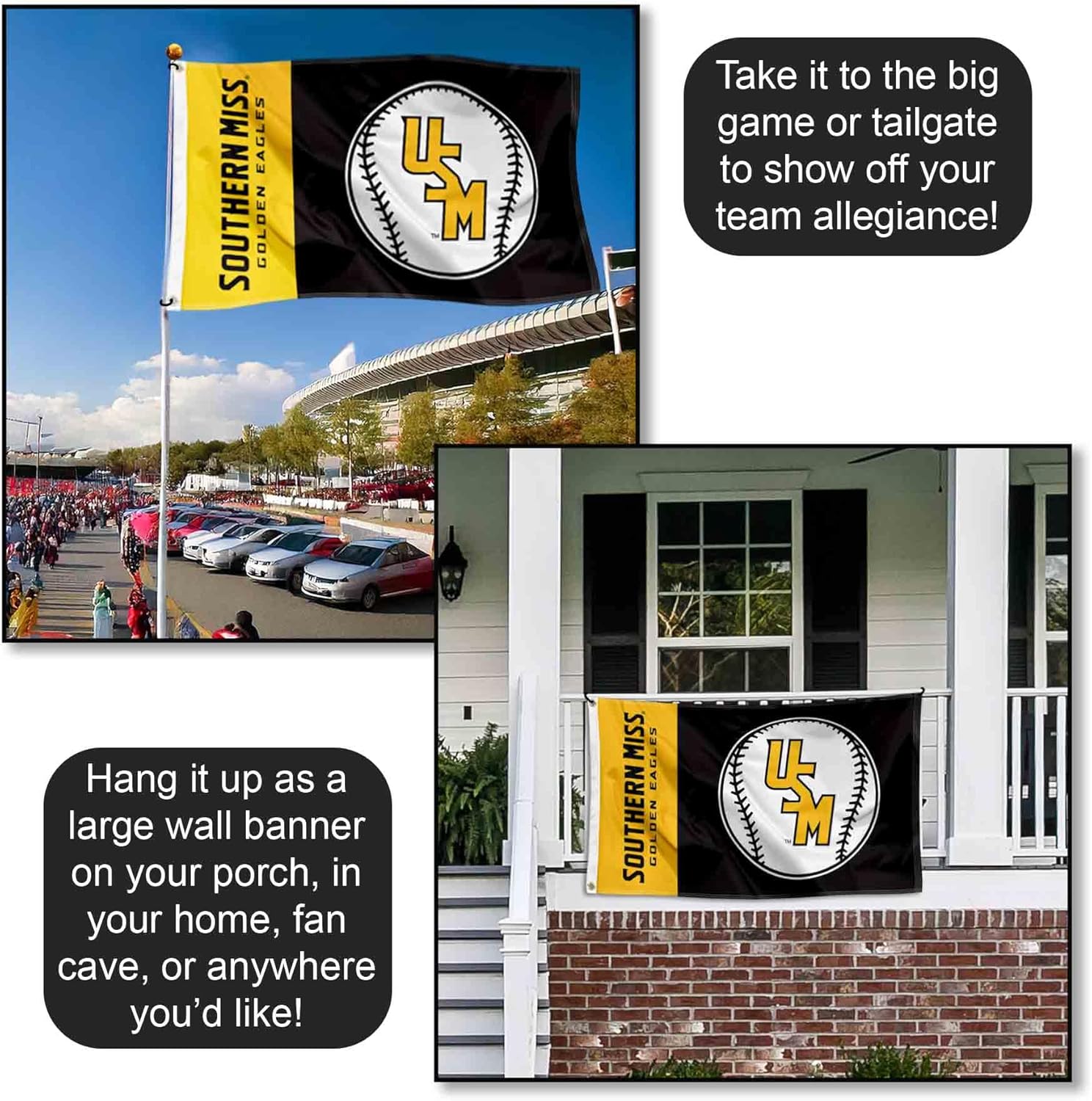 College Flags & Banners Co. Southern Mississippi Eagles Baseball Logo Flag