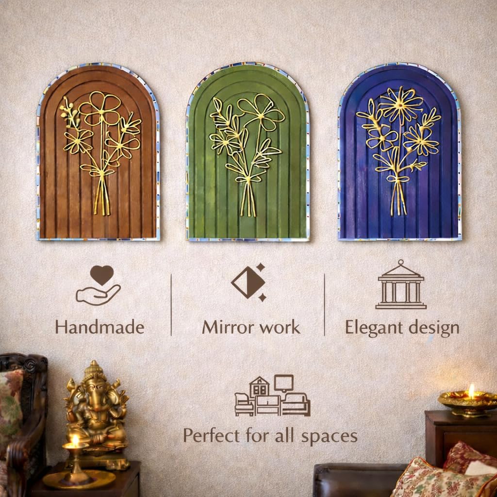 Bloom Wooden Wall Hanging Set - Boho Decor -4