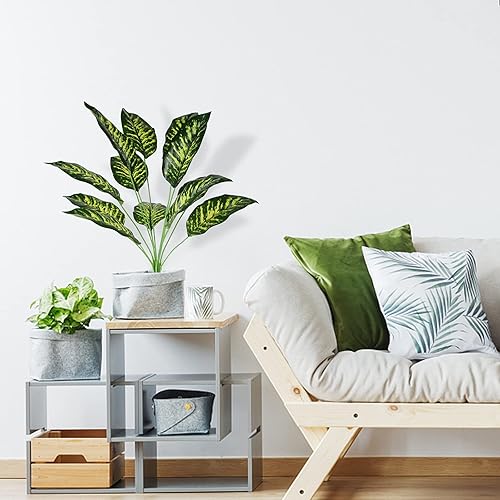 Miniatura 5 de Plantas artificiales de palma de hojas falsas de 25 pulgadas para decoración de oficina en casa, 2 unidades