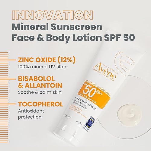 Miniatura 6 de Eau Thermale Avene Mineral Sunscreen Broad Spectrum SPF 50 Loción facial y corporal 4.23 onzas líquidas
