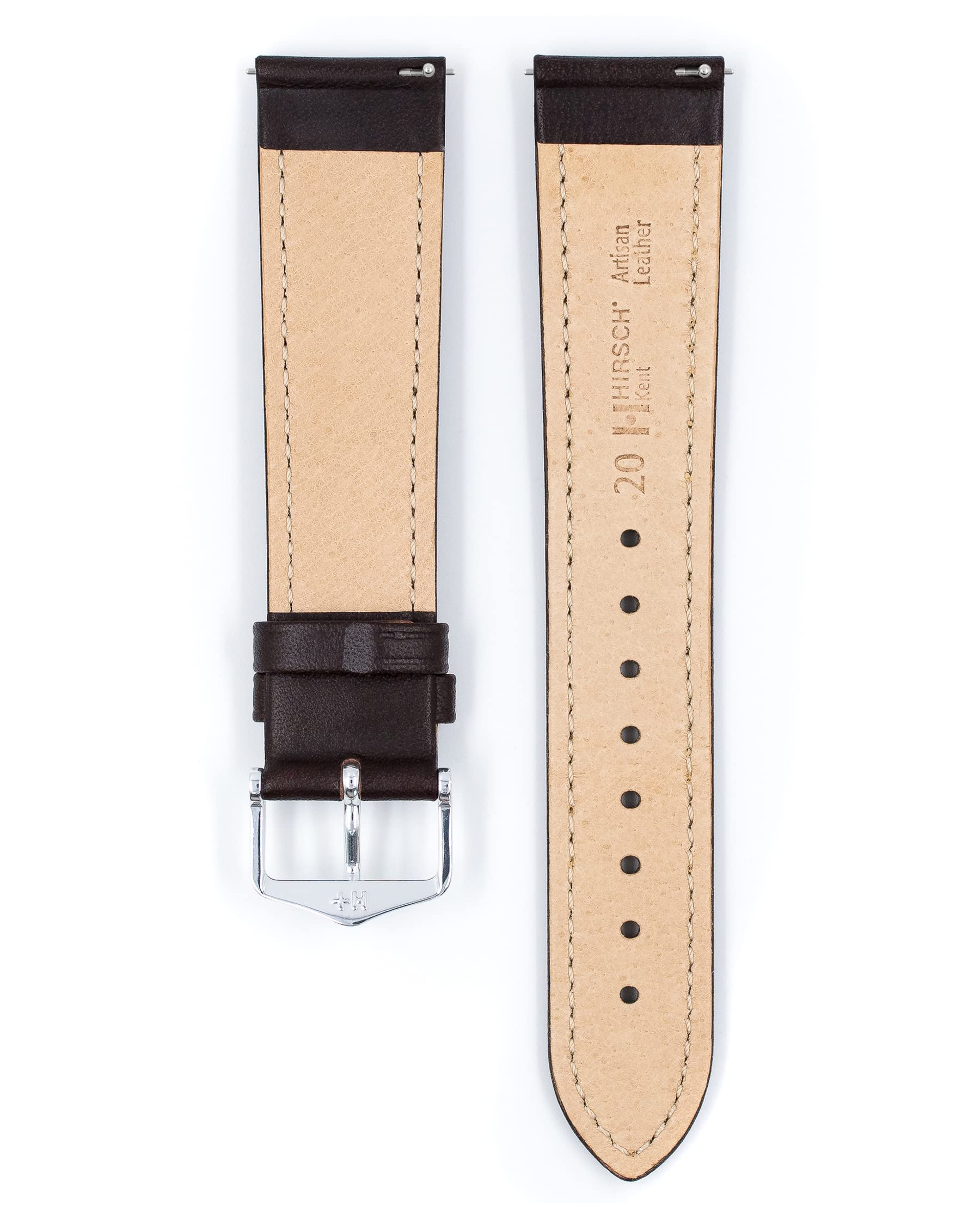 Hirsch Unisex Uhrenarmband Kalbsleder Modell Kent 20 mm Braun