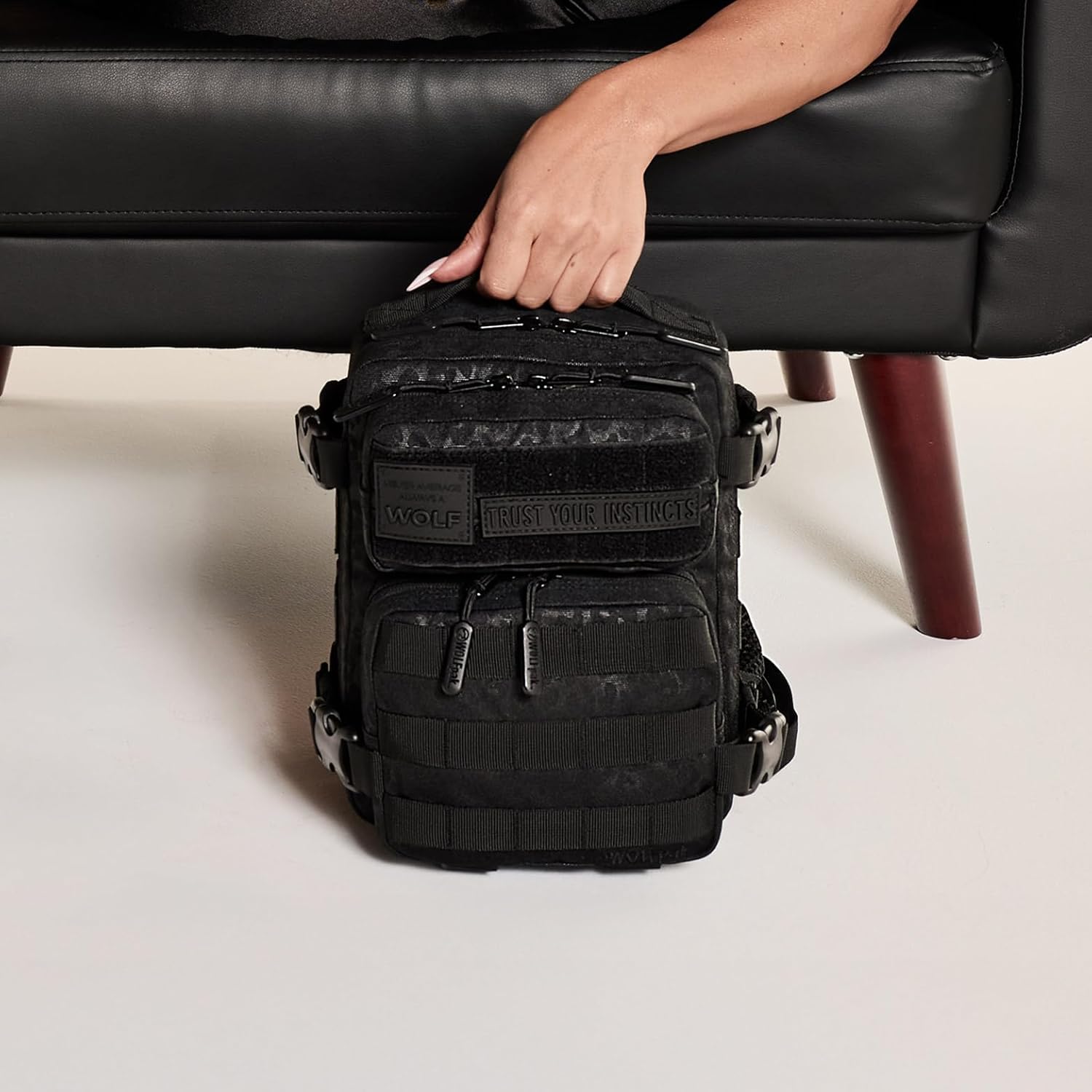 WOLFpak 9L Mini Tactical Backpack (Black Leopard) | Compact, Small Everyday Carry Bag for Gym, School, Travel | Durable, Water-Resistant Daypack with Molle System and Patch Panel