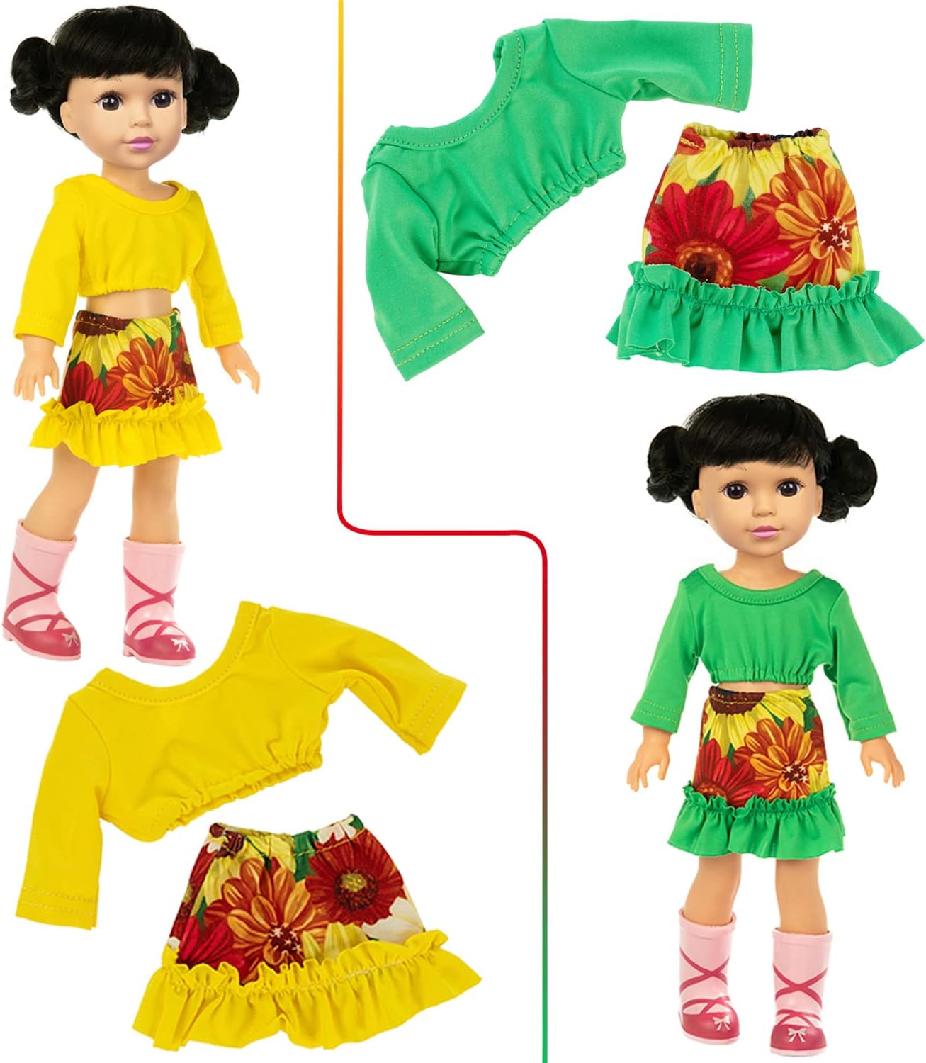 ZITA ELEMENT 10 Sets Fashion 14.5 Inch Girl Doll Clothes and Party Dress for 14 - 14.5 Inch Doll Clothes Outfits and Accessories