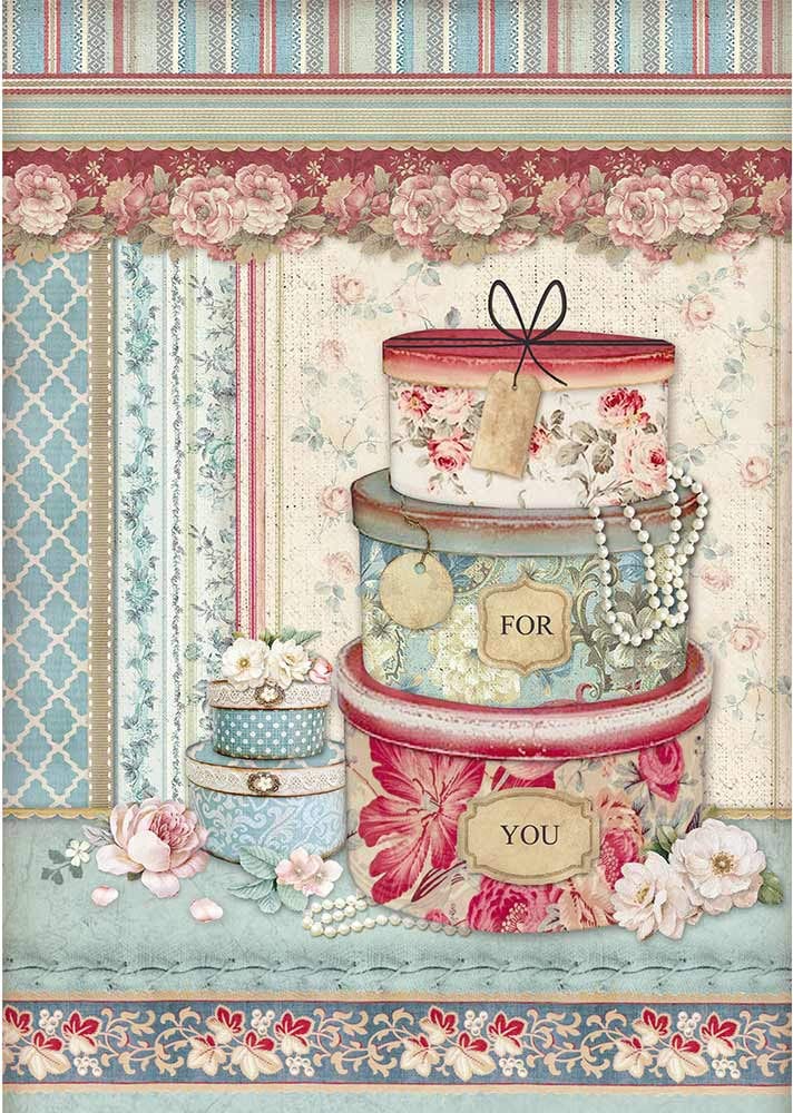 STAMPERIA INTERNATIONAL, KFT Rice Paper Pack A4 HATBOXES, One Size