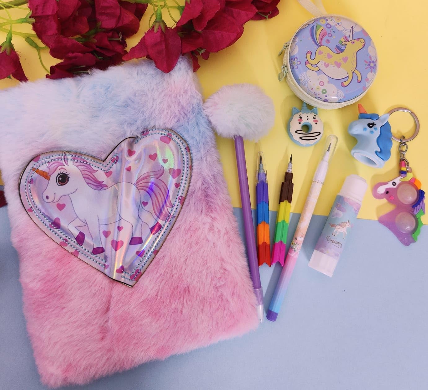 AMANVANI (7 in 1 Items) Unicorn Cute Combo Return Gifts for Girls Unicorn Fur Diary for Girls Unicorn Pen Pencil Eraser Keychain Set for Girls Birthday Gifts Cartoon Coin Box for Kids & Girls (B0C8DP8S12) Amazon Price History, Amazon Price Tracker