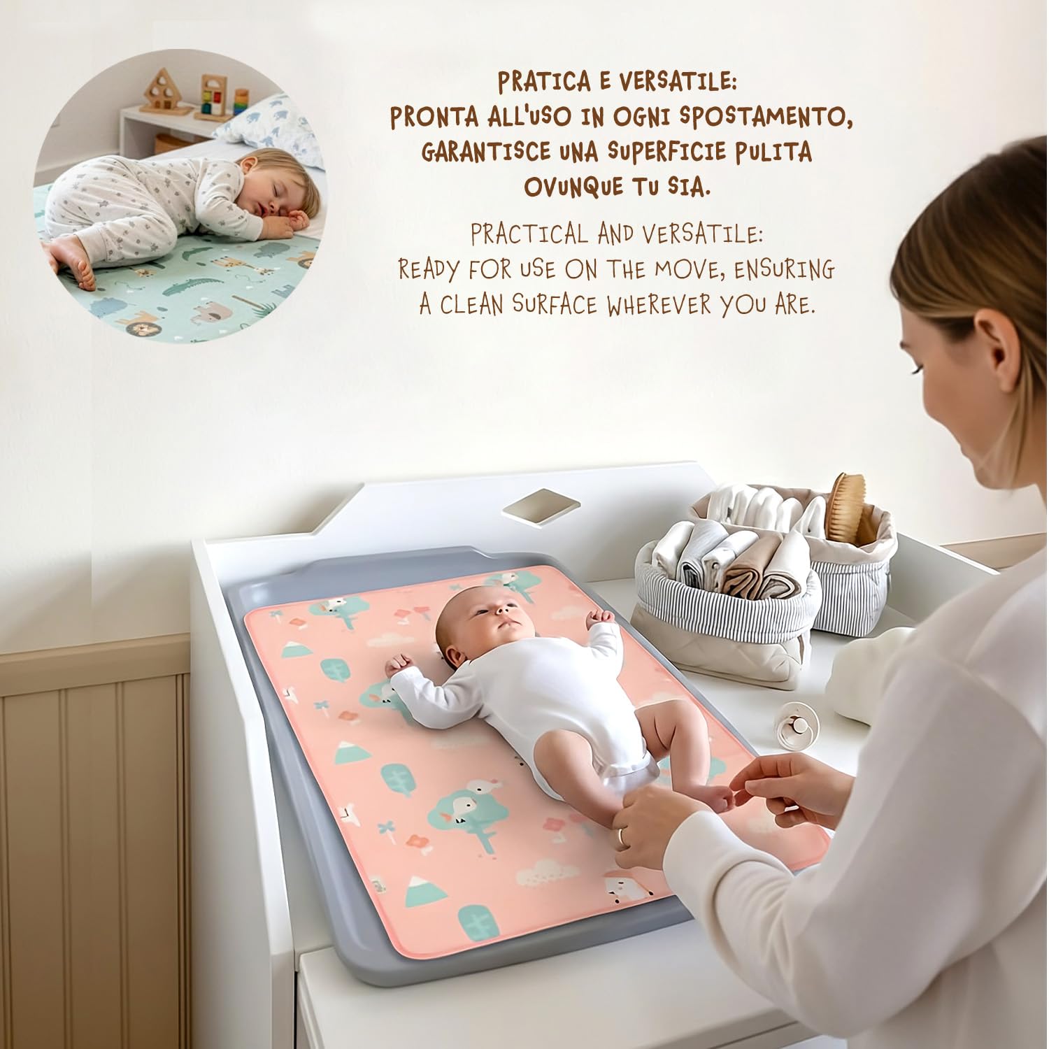 PERLETTI Traversine Neonato Fasciatoio Impermeabili Pacco Doppio - Traversa Teli Cambio Bambino Lavabili in Lavatrice - Traverse Bimbo Riutilizzabili Versatili Morbide (Set Azzurro + Verde, 50x70 cm)