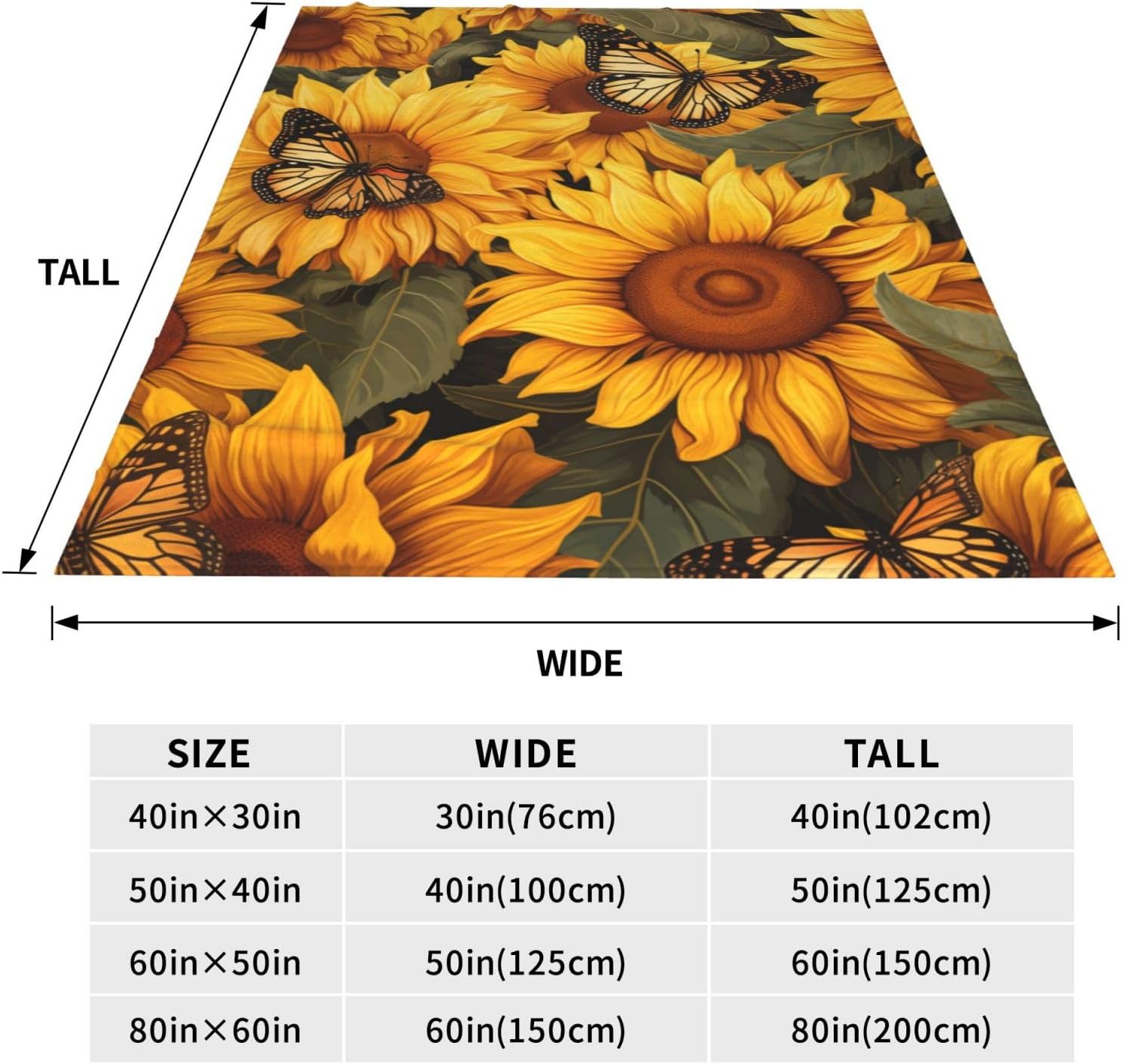 Sunflower Butterfly Blanket Gifts for Girls Women Floral Flannel Throw Blankets for Home Couch Bed Sofa Soft Fuzzy Lightweight Decor All Season 50x40 Inches - Image 3