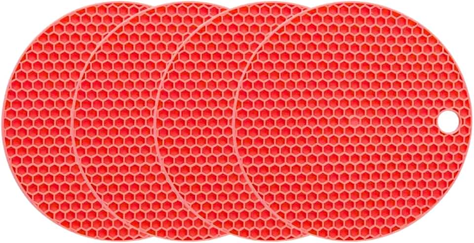 Descanso de panela quente de silicone protetor de mesa kit 4un (Vermelho)