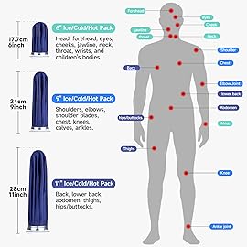 BICAREE Ice Packs for Injuries Reusable, Ice Cold Pack, Ice Bags Hot Water Bag for Hot & Cold Therapy and Pain Relief, 3 Ice Packs, 3 Sizes (6/9/11), No-Leak Elastic Breathable Ice Bag