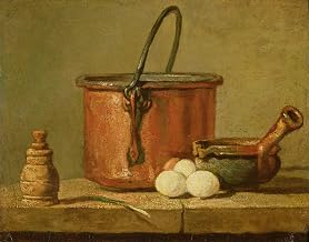 WALLKiART Aesthetic Poster Wall Art on Canvas Wall Art Painting Still Life of Cooking sils Cauldron Frying Pan by Jean Baptiste Simeon Chardin Print Image for Home Decor 60x90cm