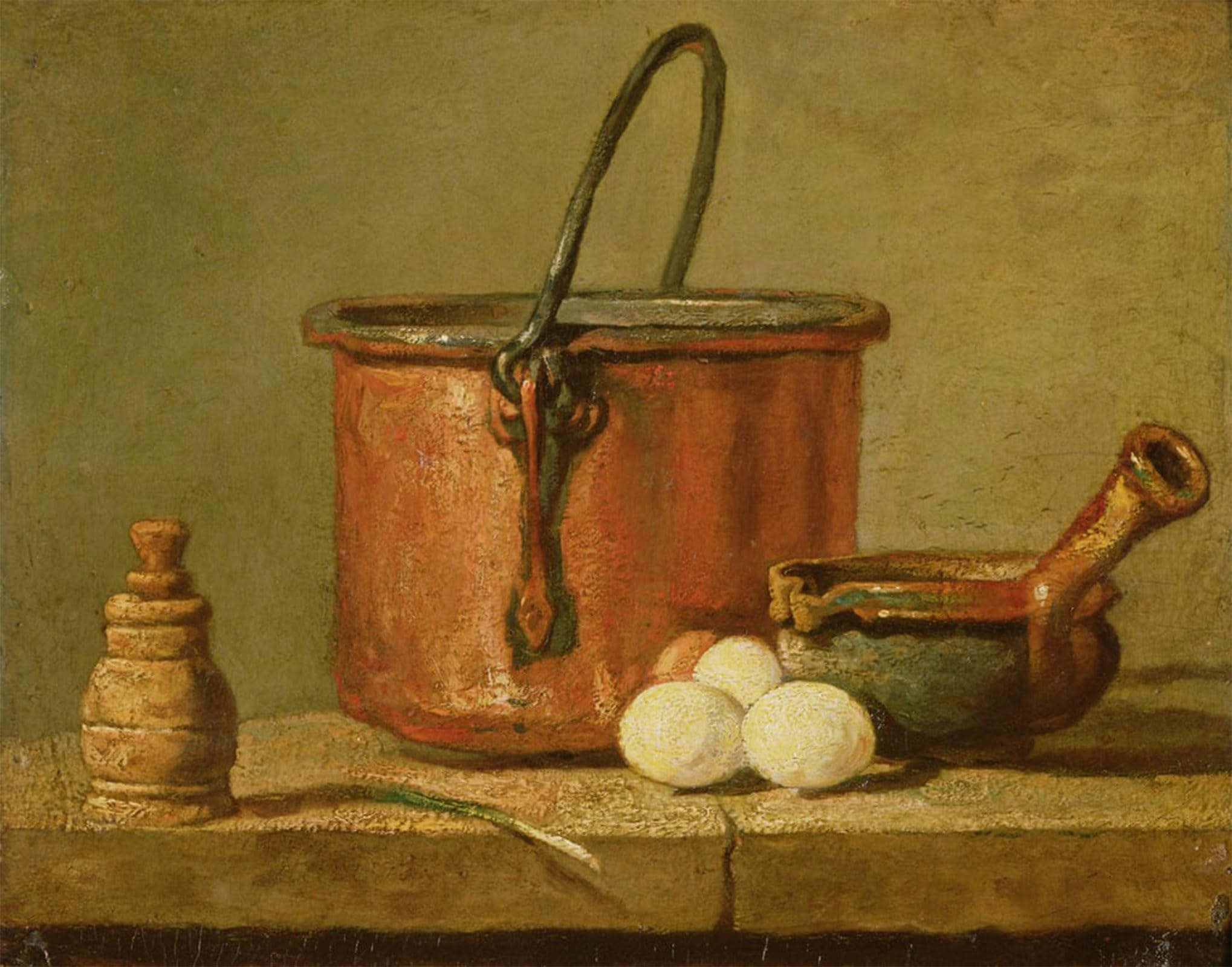 SERENDIPITP Vintage Wall Art Canvas Nordic Poster Canvas Print Picture Still Life of Cooking sils Cauldron Frying Pan by Jean Baptiste Simeon Chardin Wall Art Poster for Home Decor 60x90cm