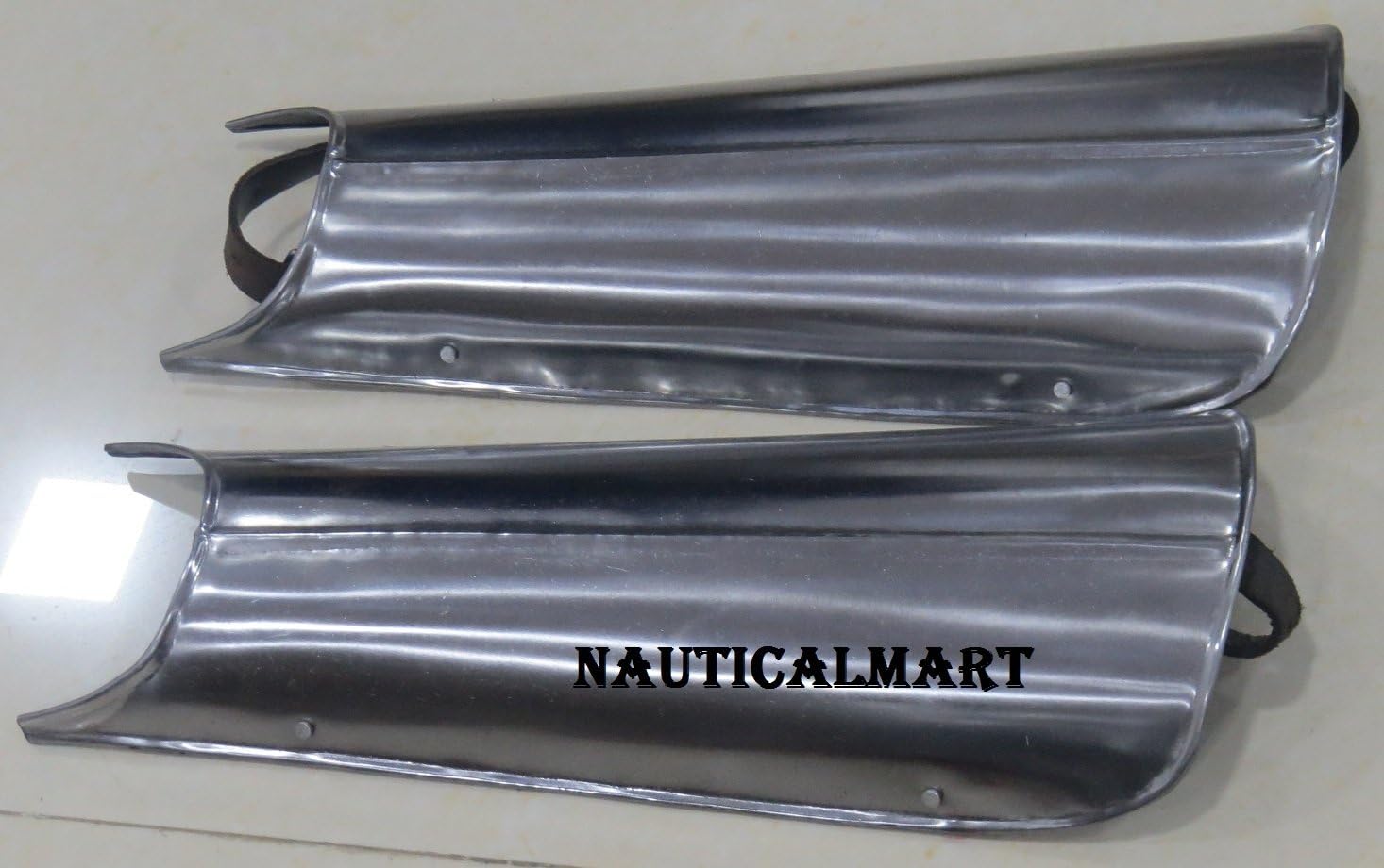NauticalMart Gothic Medieval Steel Greaves – Knight Leg Armor for Renaissance Fair, LARP & Costume Ideal for Medieval Reenactment, LARP