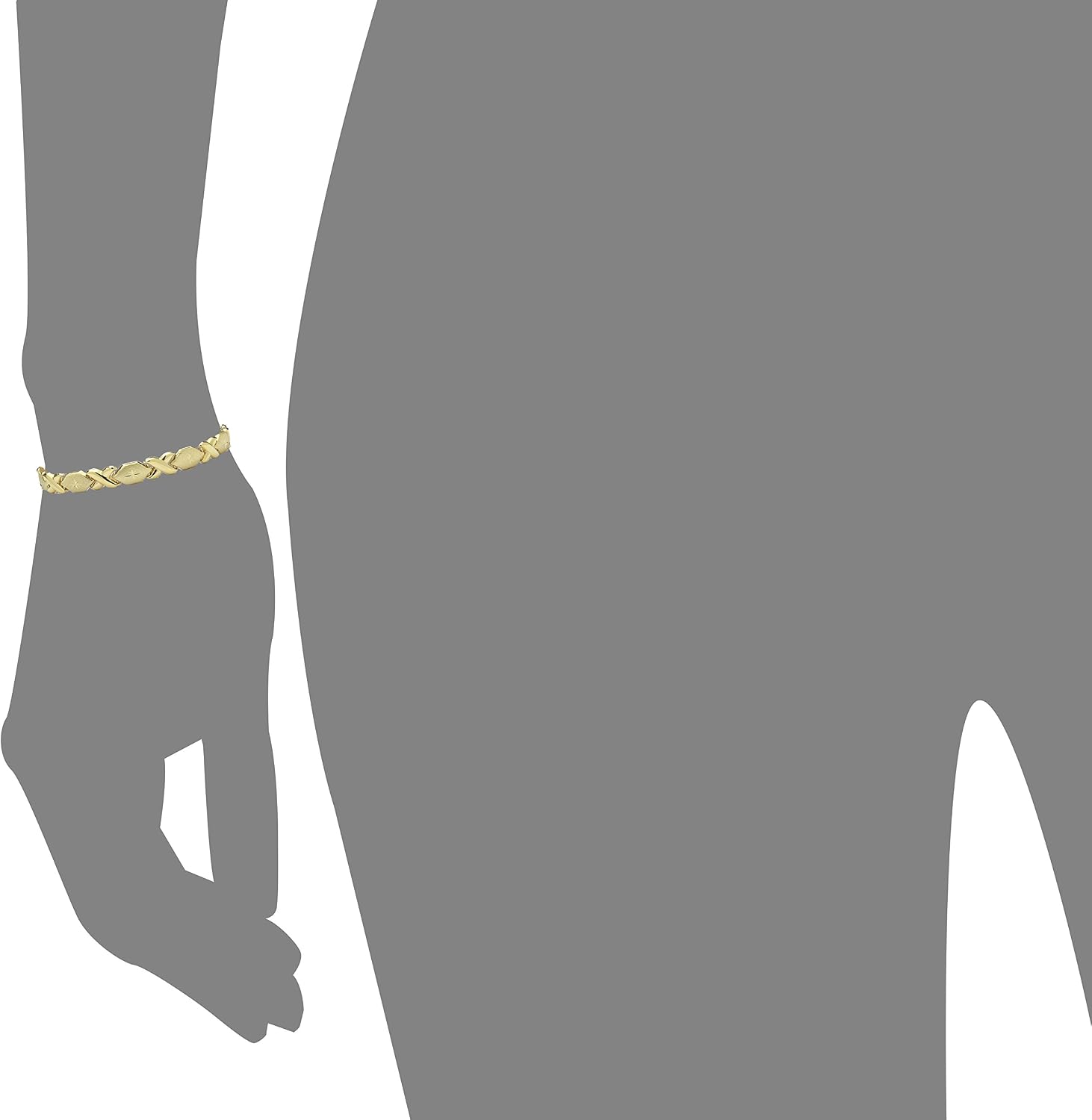 Floreo 10k Fine Gold Stampato Xoxo Friendship and Relationship Hugs and Kisses Chain Bracelet