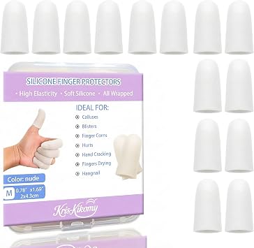 14pcs Gel Finger Protectors Finger Cots Silicone Fingertips Protection - Thumb Protection, Ideal for Trigger, Arthritis, Cracking, Blisters, Callus, Hangnail & Pain Relief White | Finger Protectors Ideal for Trigger, Arthritis, Cracking, Blisters, Callus, Hangnail & Pain Relief