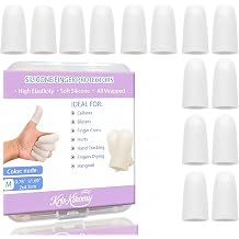 14pcs Gel Finger Protectors Finger Cots Silicone Fingertips Protection - Thumb Protection, Ideal for Trigger, Arthritis, Cracking, Blisters, Callus, Hangnail & Pain Relief White | Finger Protectors Ideal for Trigger, Arthritis, Cracking, Blisters, Callus, Hangnail & Pain Relief