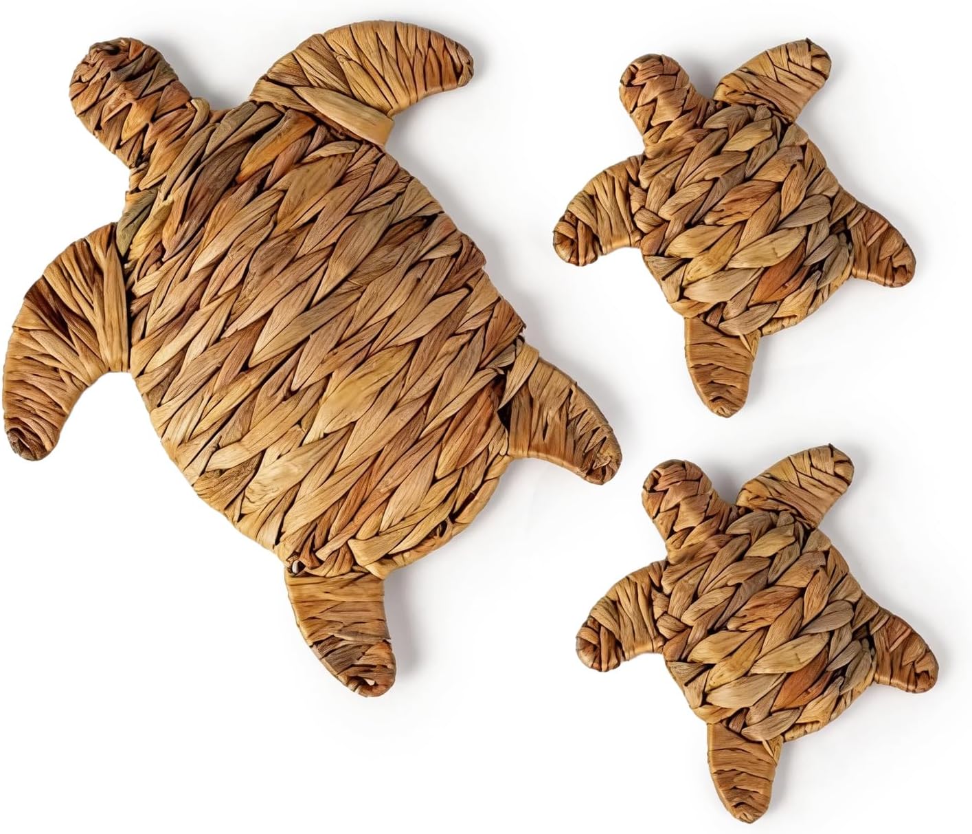 Cxomnndiw 3PCS, Nautical Decor Turtle Wall Art, Coastal Decor Wicker Wall Sculpture for Home, Bohemian Style, Handcrafted, Adds Ambiance to Living Rooms, Bedrooms, and Bathrooms