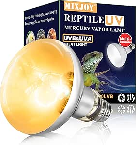 MIXJOY 100W Reptile Heat Lamp Bulb Full Spectrum UVA UVB Sun Light for Reptile and Amphibian Use