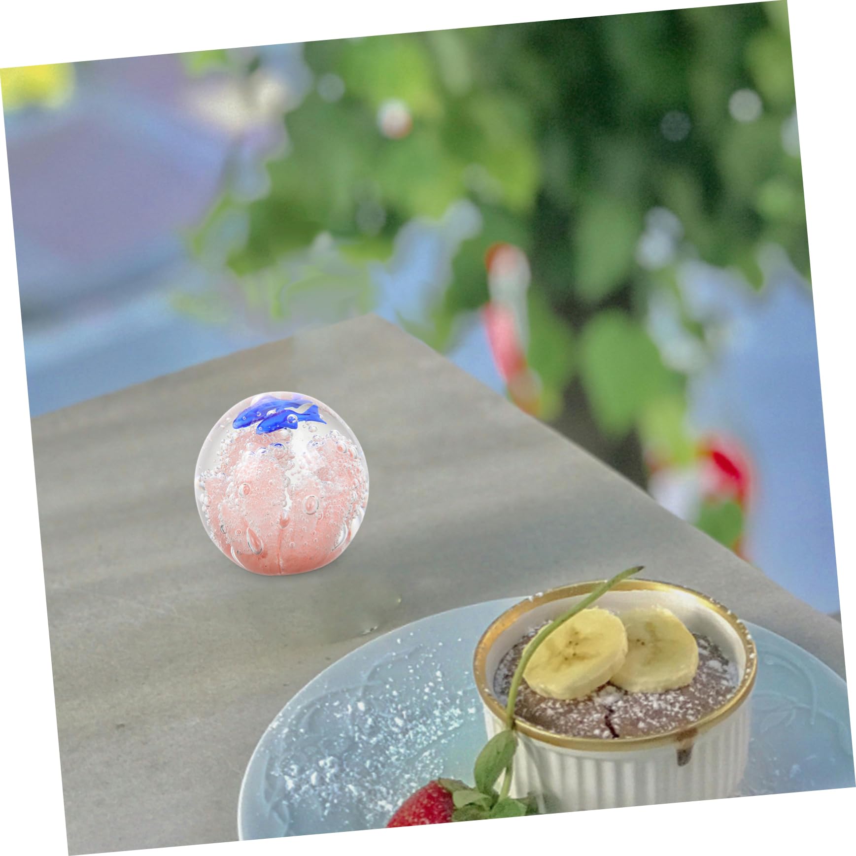 Sfera in Vetro Forma di Barriera Corallina Decorazione per Acquario Animali Marini Scultura di Pesci e Coralli Sfera in Vetro Corallo Ornamento per Acquario Soffiato Mano