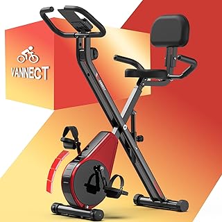 Velo d Appartement Pliable, VANNECT Vélo d' Appartement avec LCD et Mesure du Pouls Manuel, 16 Niveaux de Résistance, Vélo d’Exercice avec Support pour Tablette, Rangement Pliable, Capacité 150/160KG