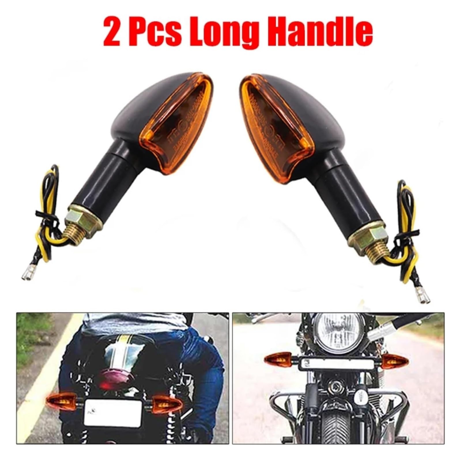 QWQNMC Indicatore Direzione Moto Moto Frecce Indicatori di Direzione Luci Lampada 12V 10mm Indicatore(2 PCS-Long)