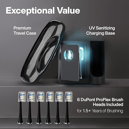 Miniatura 6 de Aquasonic Black Series PRO UV - Cepillo de dientes eléctrico ultrablanqueante - 5 modos y temporizadores inteligentes - Base desinfectante UV,
