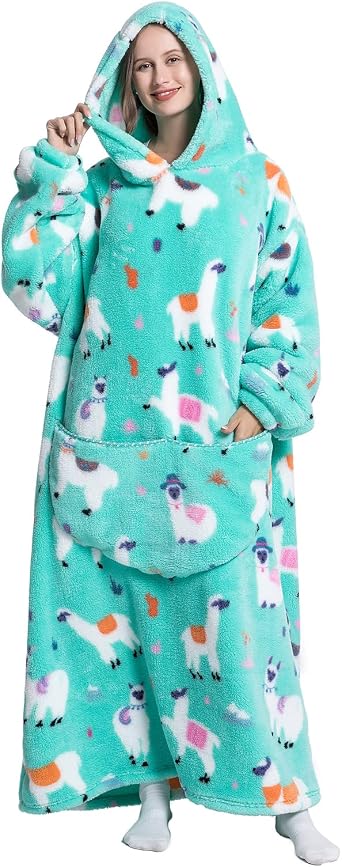 JOREAY Extra Long Oversized Blanket Hoodie, Adult Women Snuggle Fleece Wearable Blanket, Fluffy Giant Hooded Sweatshirt for Teens