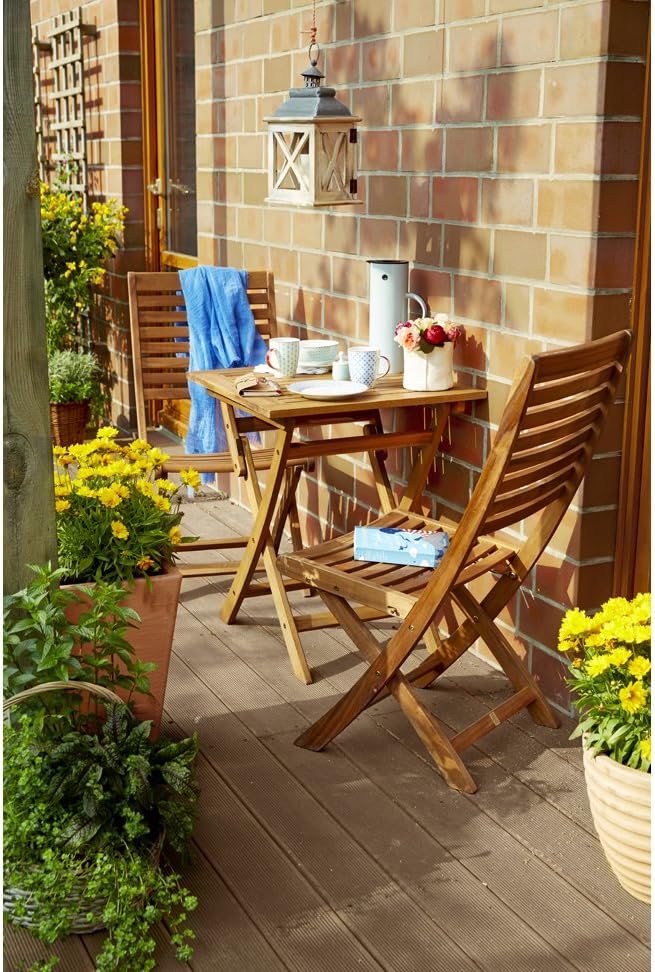 Dehner Macao Folding Chair Approx. 95 x 59 x 48 cm FSC Certified Acacia Wood Natural