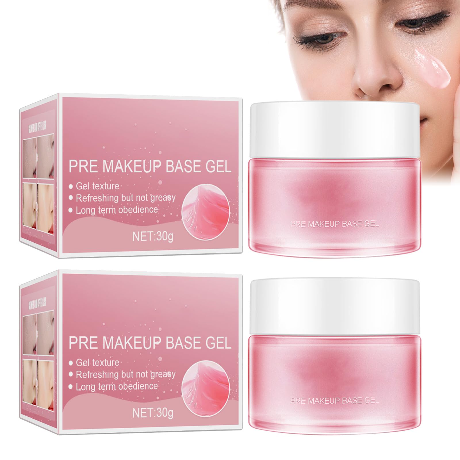 Pore Primer Gel Cream, 2pcs Base Face Primer, Pore Filling Gel, Makeup Primers, Shrink Pores, Lift Firming, Oil Control, for All Skin Types (01)