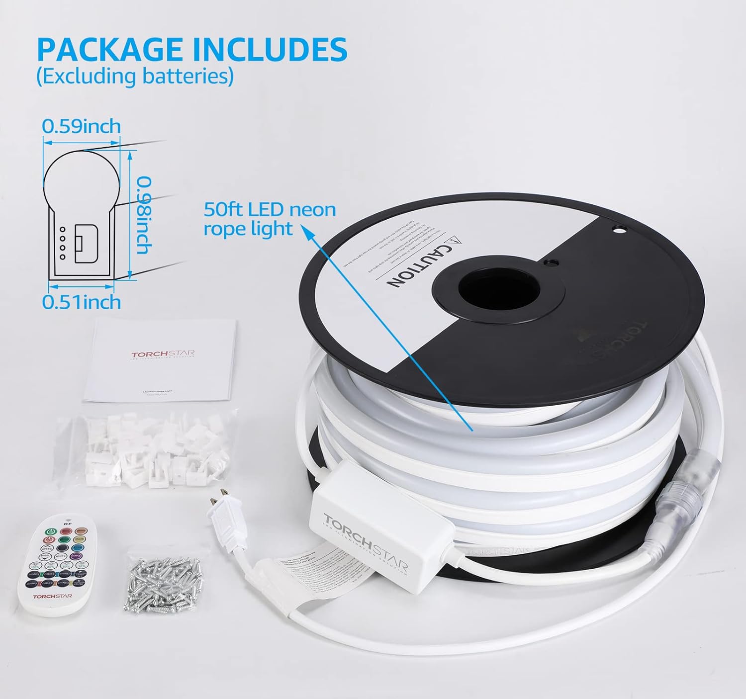 TORCHSTAR Premium 50ft RGB LED Neon Rope Light, Graduation Decorations, Mother’s Day Gifts, Outdoor IP67 Waterproof, 120V UL Plug, ETL Connectable Neon Light Strip, Max 2 Sets(100FT), Multicolor