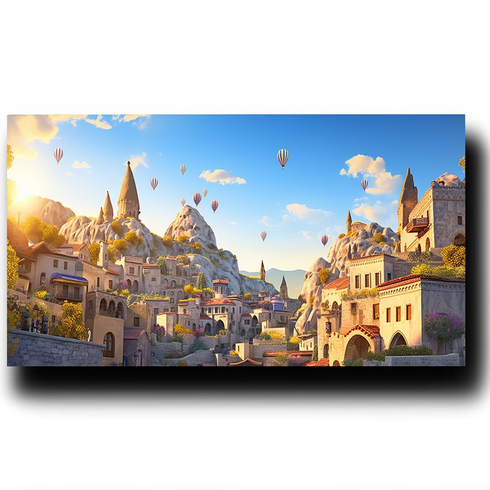 DIY Malen nach Zahlen Erwachsene Stadt Malen nach Zahlen ab 7 jahre Mädchen Luftballon Kreativ set für Erwachsene mit Leinwand Acrylfarben set und Pinsel,Bastelset zum Bemalen, Wanddeko 80X160cm 7-G-0