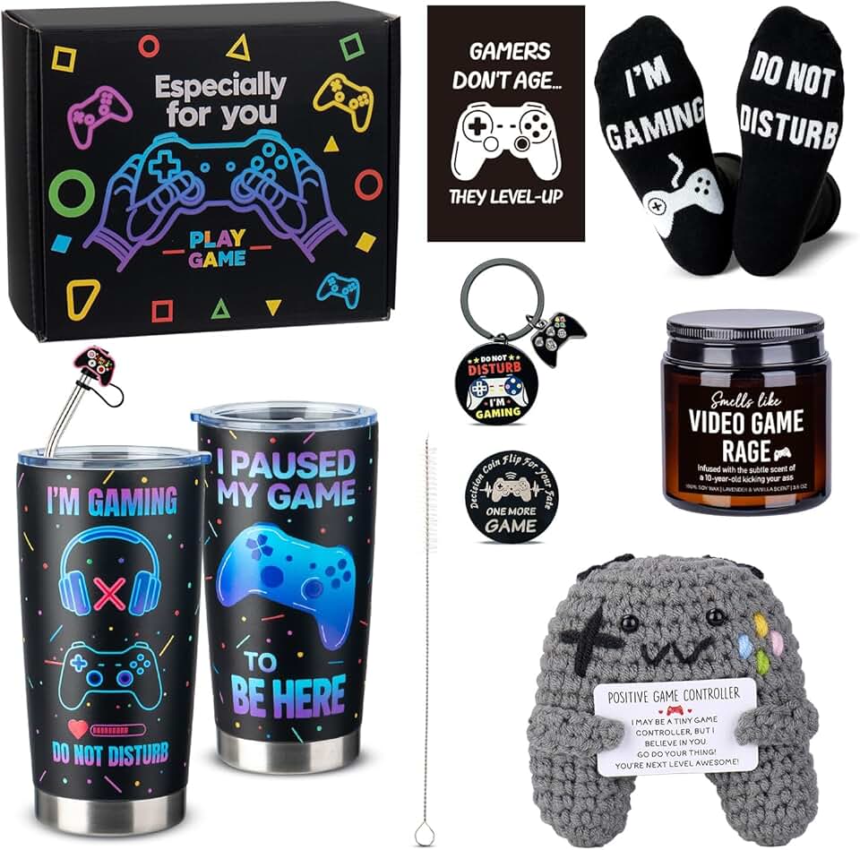 Ithmahco Cesta de Páscoa Gamer Presentes para Gamers Meninos Adolescentes, Presentes para Jogadores de Páscoa para Homens Adolescentes, Presentes de Jogos para Homens Ele Namorado Marido Pai, Ideias