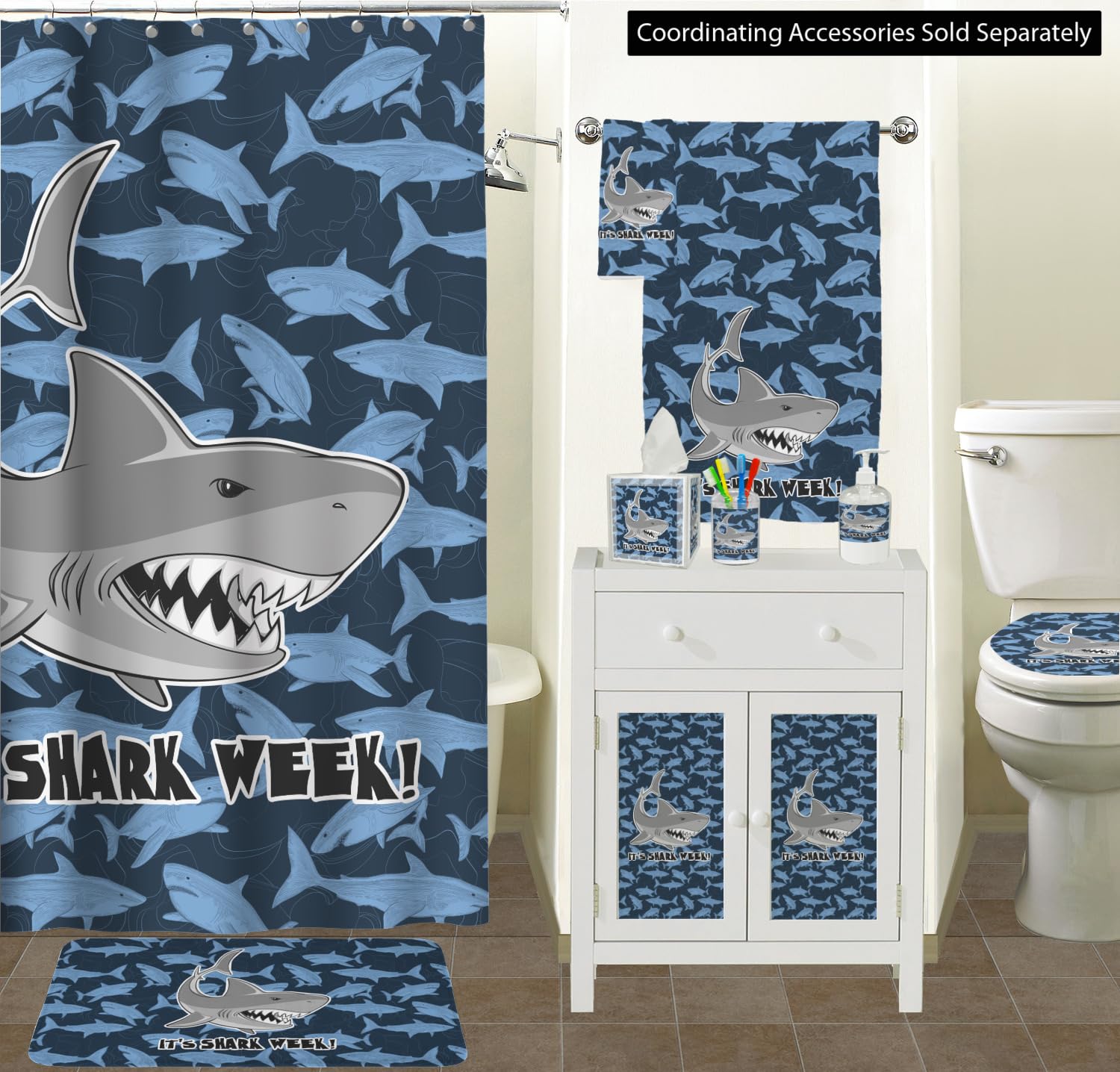 YouCustomizeIt Personalized Sharks Waste Basket - Double Sided (Black) w/Name or Text