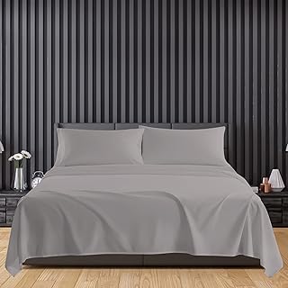 Microfiber Flat Sheets King Size Breathable, Anti Wrinkle, Shrink and Fade Resistant 200 Thread Count Bed Sheets Bedding & Linen 260 x 254cm Grey Bedding King Size Flat Sheets