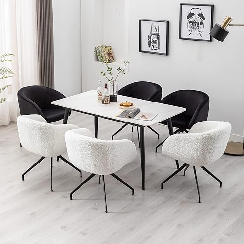 Miniatura 8 de DUOMAY Juego de 2 sillas de comedor modernas con barril giratorio, tapizada de piel sintética, silla auxiliar de maquillaje con respaldo, silla de