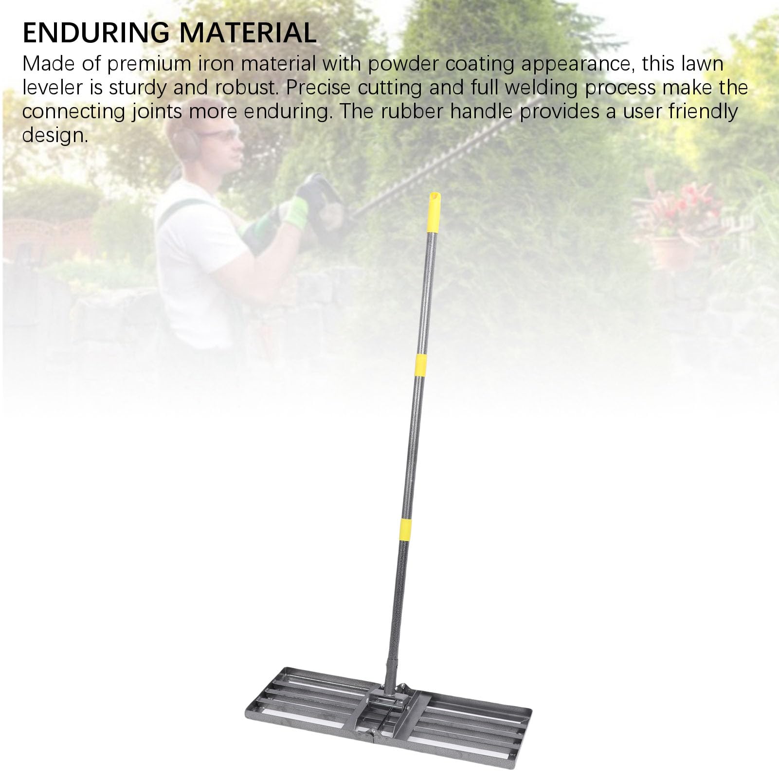 Pongnas Rastrillo Nivelador de Césped Resistente – Telescópico de 48 a 78 Pulgadas, Placa Niveladora de Hierro de 30 Pulgadas para Patio, Jardín, Campo Deportivo y Paisajismo – Distribuidor de Suelo y