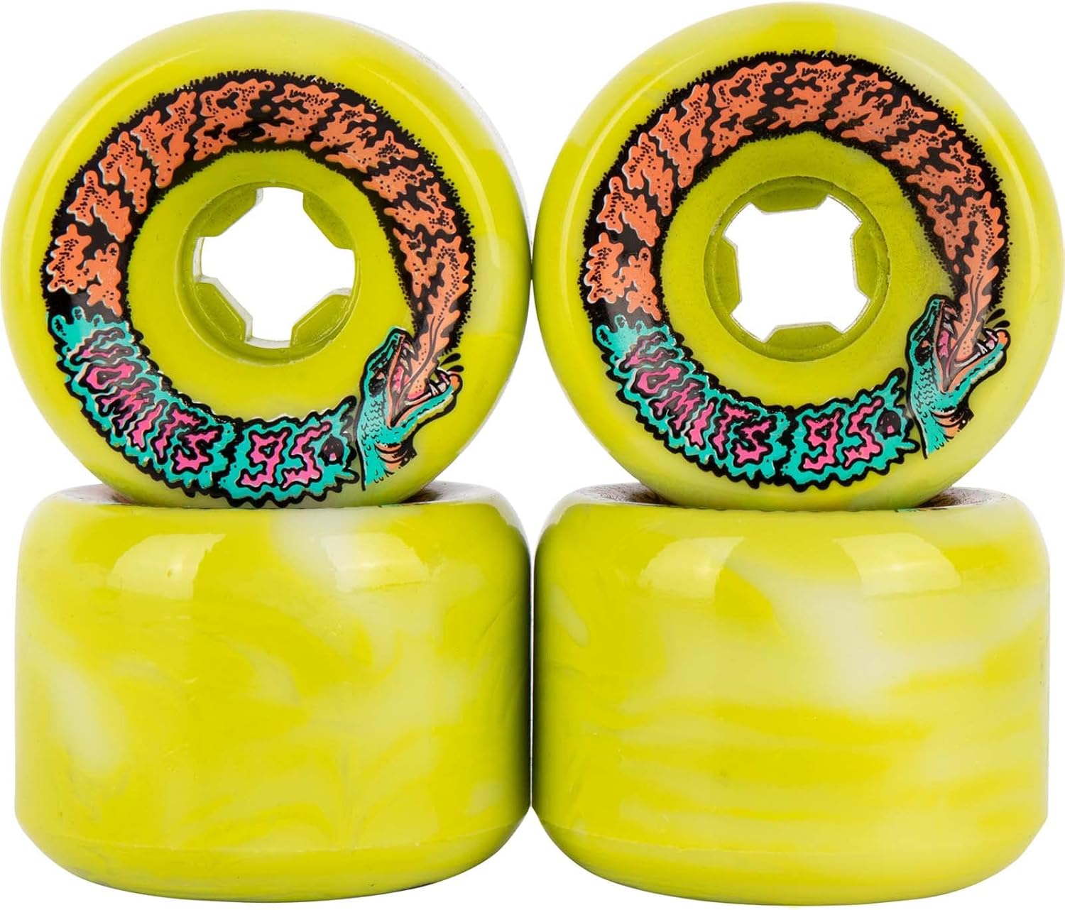 Santa Cruz Skateboard Wheels 60mm Snake Vomits 95A Green White Swirl