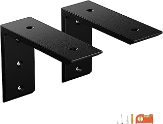 NEODROP 2-Pack 8 Inch Countertop Support Brackets, Heavy Duty L Brackets for Quartz/Wood/Laminate/Granite Countertops | 3/8" Thick Metal Steel | Frosted Black Powder Coated