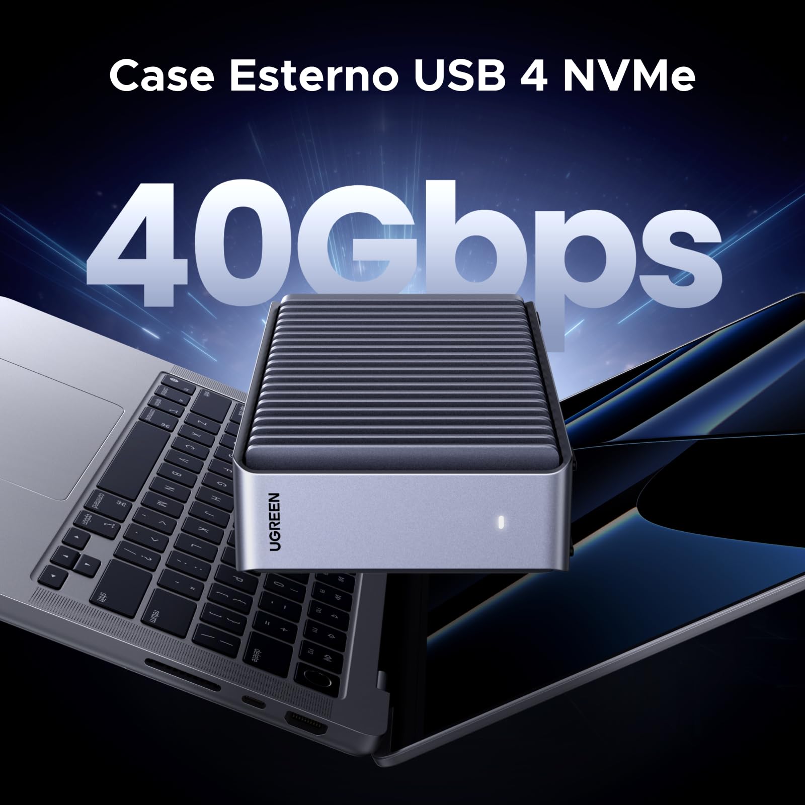 UGREEN Case Esterno per SSD M2 NVMe da 40Gbps, Enclosure USB 4 Compatibile con Thunderbolt 4/3 per Disco Rigido in Alluminio per Mac OS/Windows/Linux