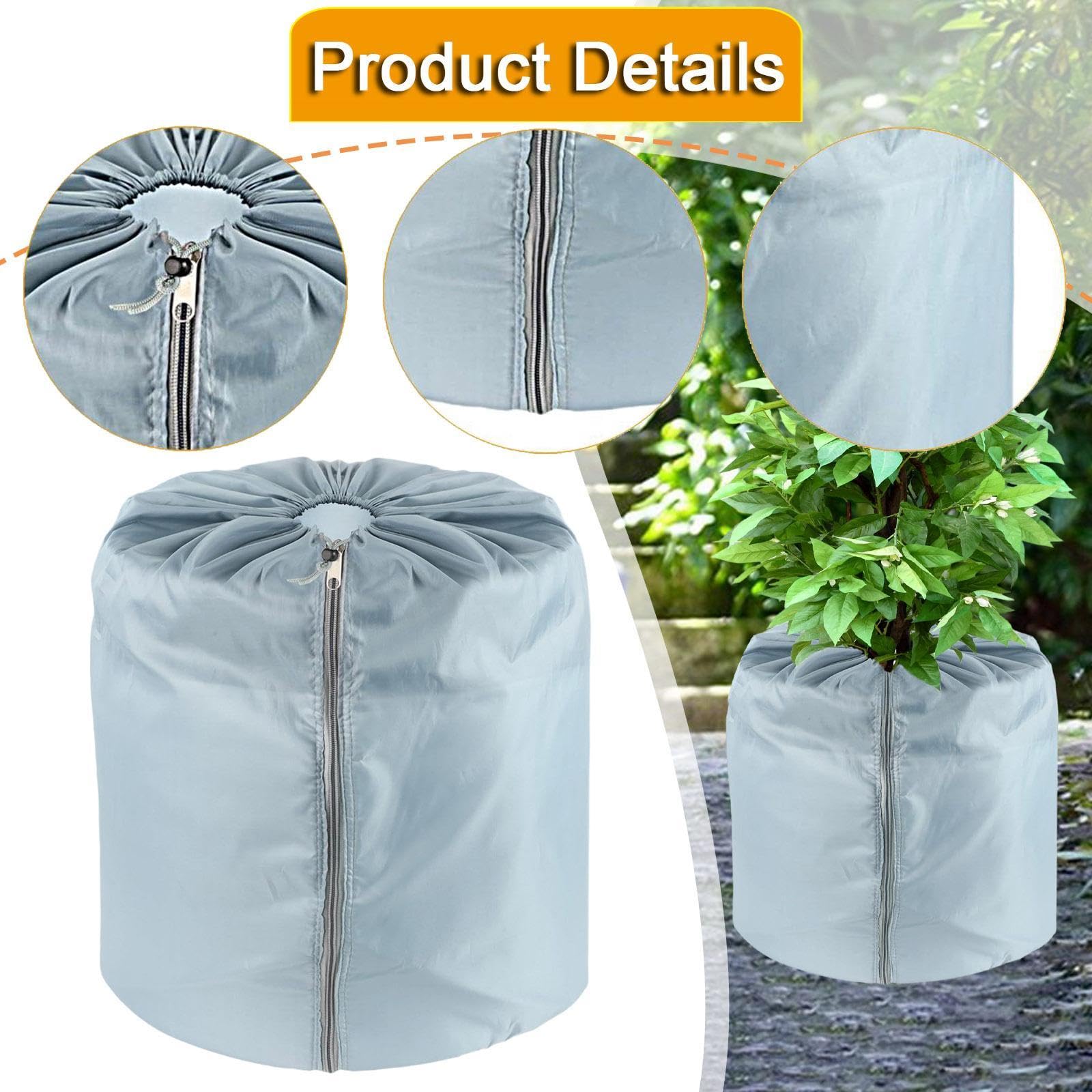 Funda Protectora Invernal para Plantas con Cordón, Antiheladas, para Invernadero, Gris