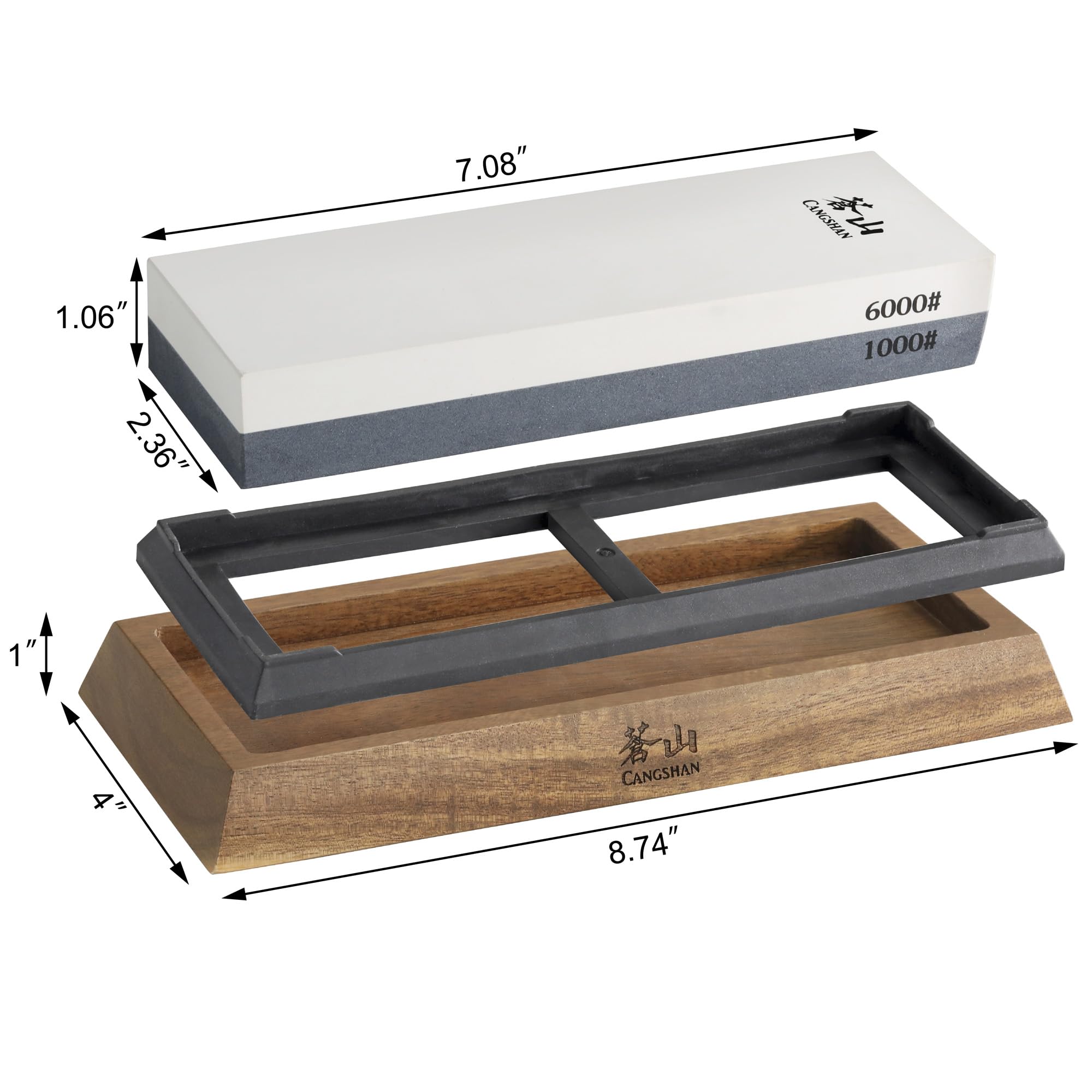 Cangshan 503800 Dual-Sided Whetstone Knife Sharpener 1000/6000 Grit
