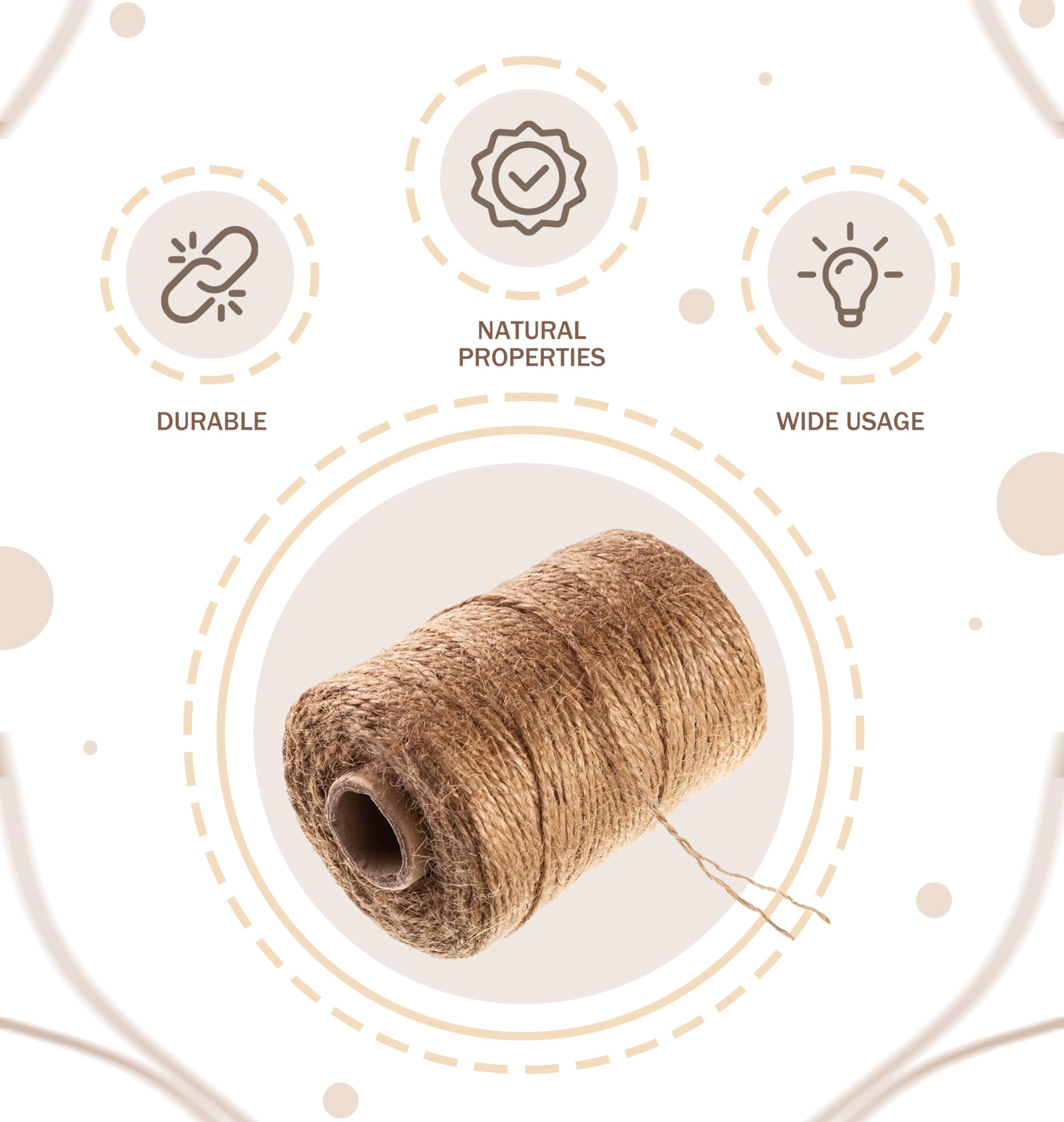Cuerda de yute natural cuerda fina para caja de regalo, decoración de jardinería
