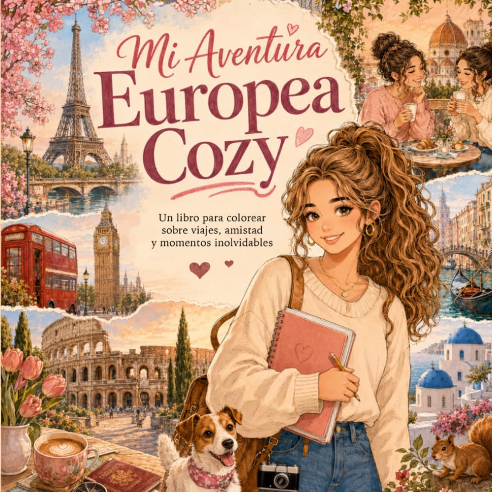 Mi Aventura Europea Cozy: Un libro para colorear sobre viajes, amistad y momentos inolvidables por Europa